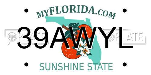 39AWYL Florida License Plate
