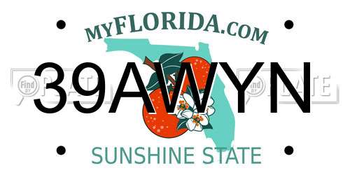39AWYN Florida License Plate