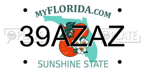39AZAZ Florida License Plate