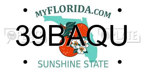 39BAQU Florida License Plate