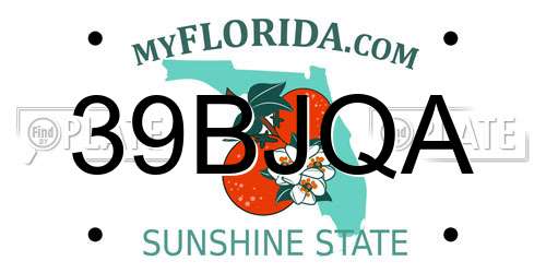 39BJQA Florida License Plate