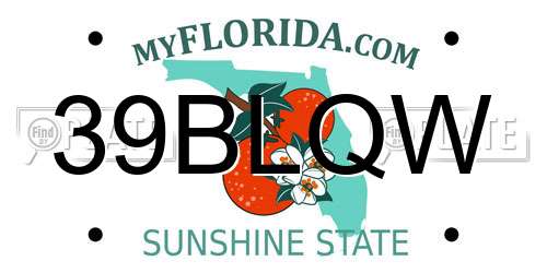39BLQW Florida License Plate