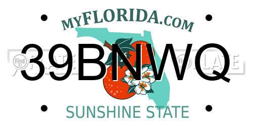 39BNWQ Florida License Plate