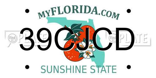 39CJCD Florida License Plate