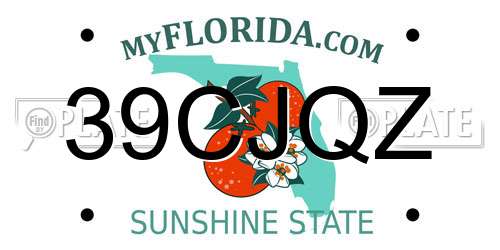 39CJQZ Florida License Plate