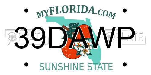 39DAWP Florida License Plate