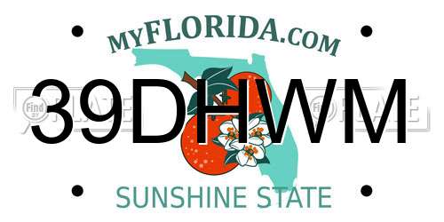 39DHWM Florida License Plate