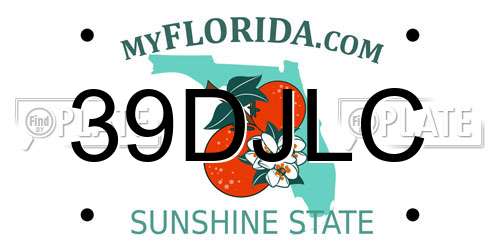 39DJLC Florida License Plate