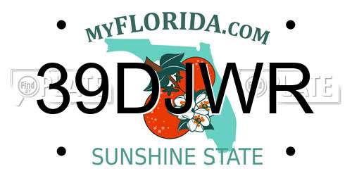 39DJWR Florida License Plate