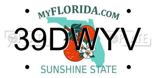 39DWYV Florida License Plate