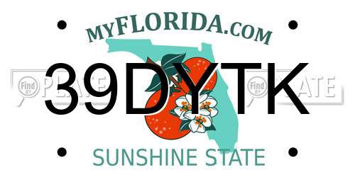 39DYTK Florida License Plate