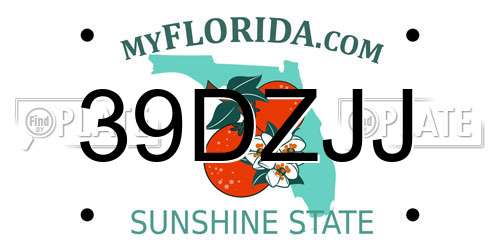 39DZJJ Florida License Plate