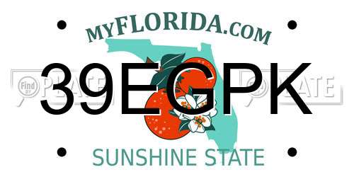 39EGPK Florida License Plate