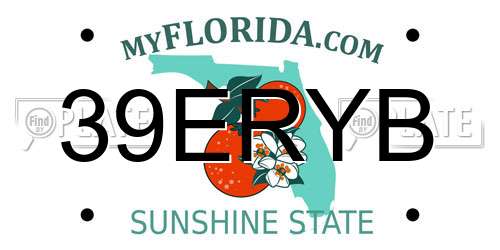 39ERYB Florida License Plate