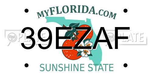 39EZAF Florida License Plate