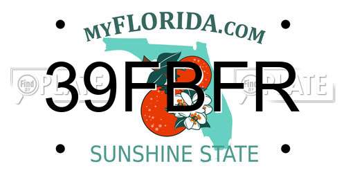 39FBFR Florida License Plate