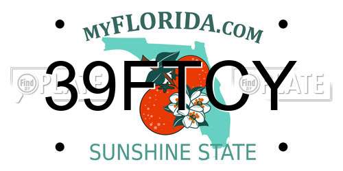 39FTCY Florida License Plate