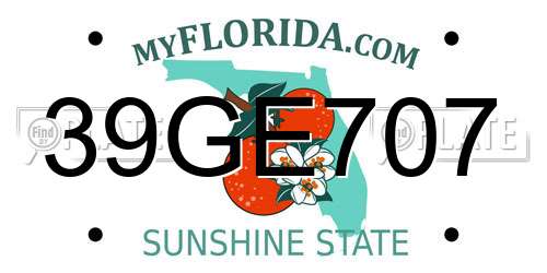 39GE707 Florida License Plate