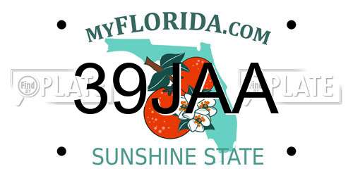 39JAA Florida License Plate