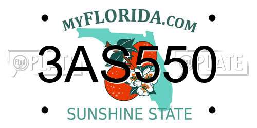 3AS550 Florida License Plate