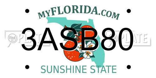 3ASB80 Florida License Plate