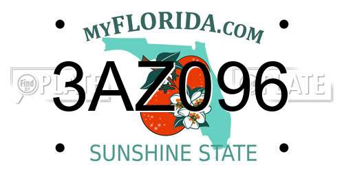 3AZ096 Florida License Plate