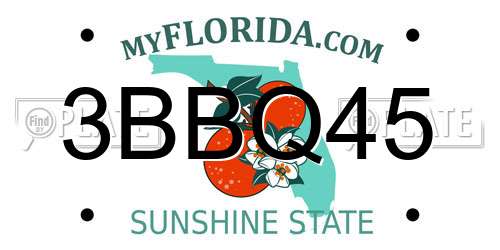 3BBQ45 Florida License Plate