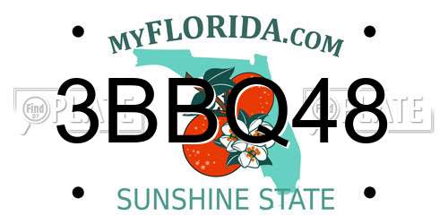 3BBQ48 Florida License Plate