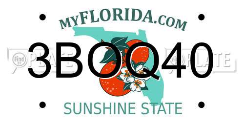 3BOQ40 Florida License Plate