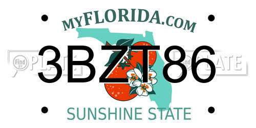 3BZT86 Florida License Plate