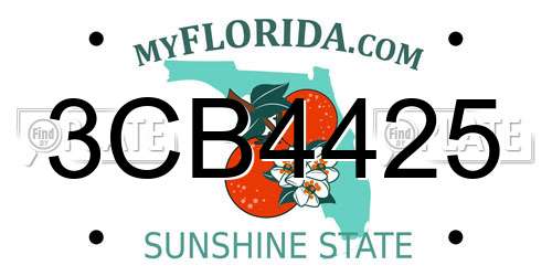 3CB4425 Florida License Plate