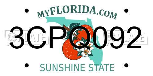 3CPQ092 Florida License Plate