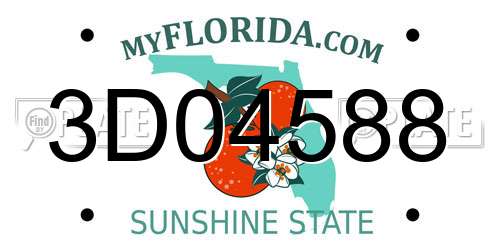 3D04588 Florida License Plate