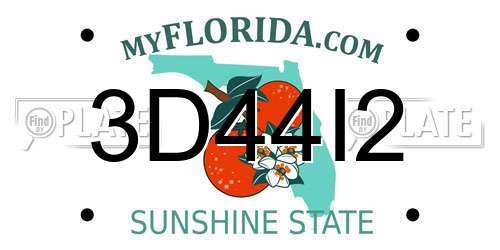 3D44I2 Florida License Plate