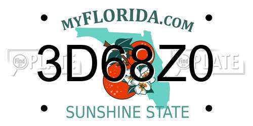 3D68Z0 Florida License Plate