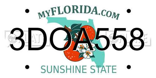 3DOA558 Florida License Plate