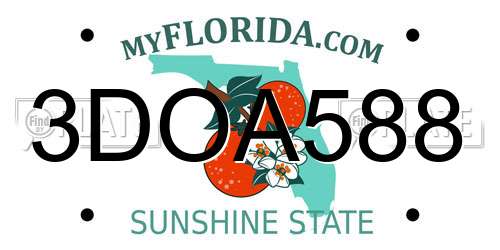 3DOA588 Florida License Plate