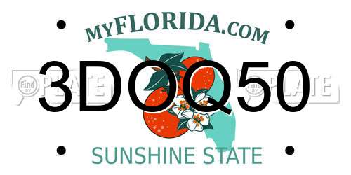3DOQ50 Florida License Plate