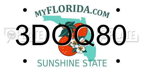 3DOQ80 Florida License Plate