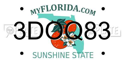 3DOQ83 Florida License Plate
