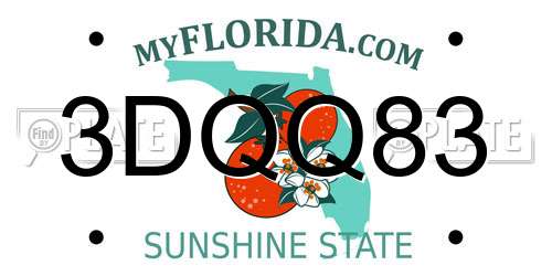 3DQQ83 Florida License Plate