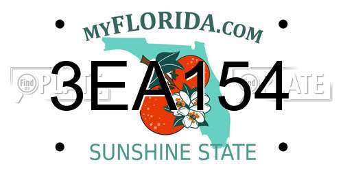 3EA154 Florida License Plate