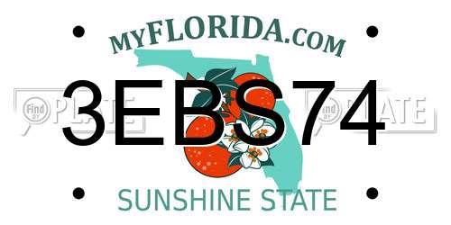 3EBS74 Florida License Plate