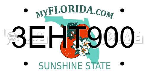 3EHT900 Florida License Plate