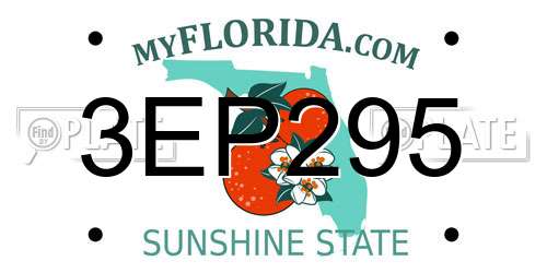 3EP295 Florida License Plate