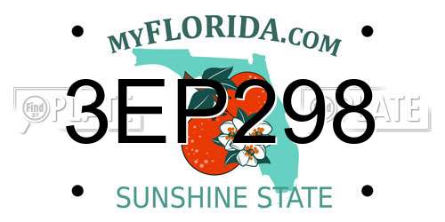3EP298 Florida License Plate