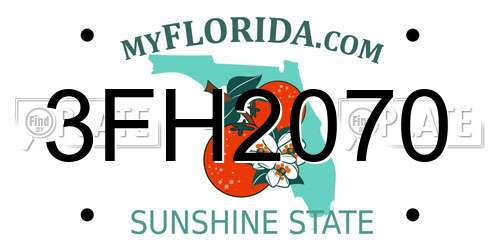 3FH2070 Florida License Plate