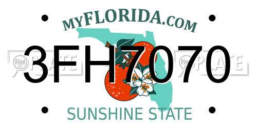 3FH7070 Florida License Plate