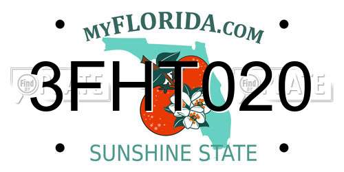 3FHT020 Florida License Plate
