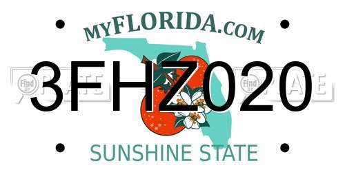 3FHZ020 Florida License Plate